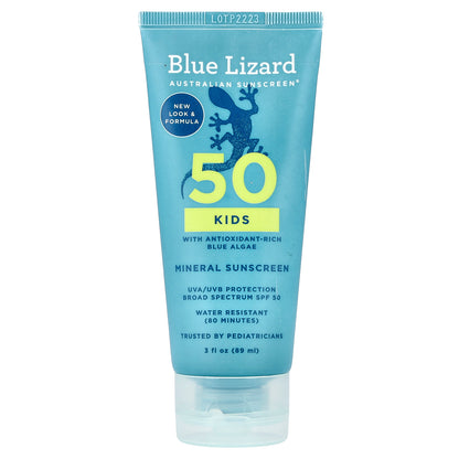 Blue Lizard Australian Sunscreen, Kids Mineral Sunscreen, SPF 50, 3 fl oz (89 ml)