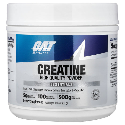 GAT, Sport, Essentials, Creatine Powder, Unflavored, 17.64 oz (500 g)