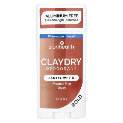 Zion Health, Bold, ClayDry Deodorant, Santal White, 2.8 oz (80 g)