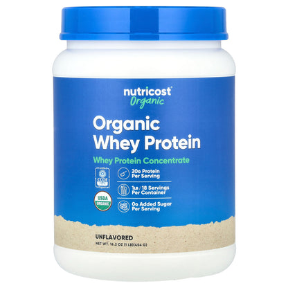 Nutricost, Organic Whey Protein, Unflavored, 1 lb (454 g)