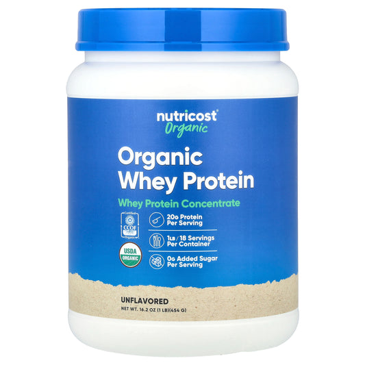 Nutricost, Organic Whey Protein, Unflavored, 1 lb (454 g)