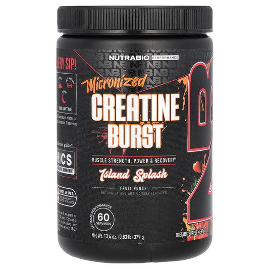 NutraBio, Micronized Creatine Burst, Island Splash Fruit Punch, 0.83 lb (379 g)