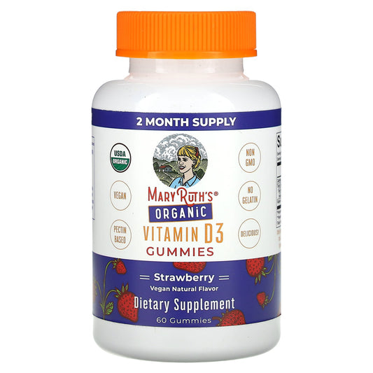 MaryRuth's, Organic Vitamin D3 Gummies, Strawberry, 60 Gummies