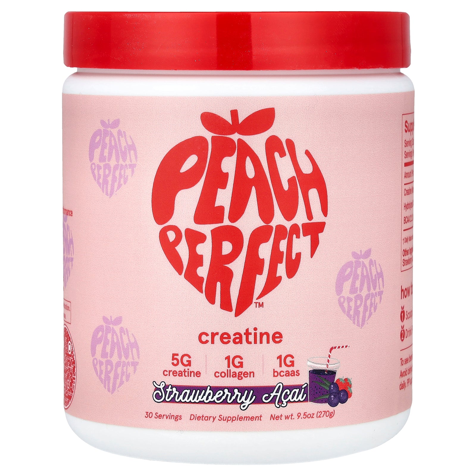 Peach Perfect, Creatine, Strawberry Acai, 9.5 oz (270 g)