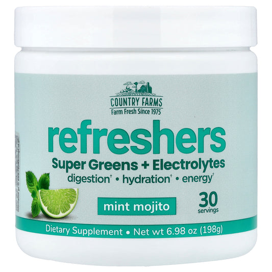 Country Farms, Refreshers, Super Greens + Electrolytes, Mint Mojito , 6.98 oz (198  g)