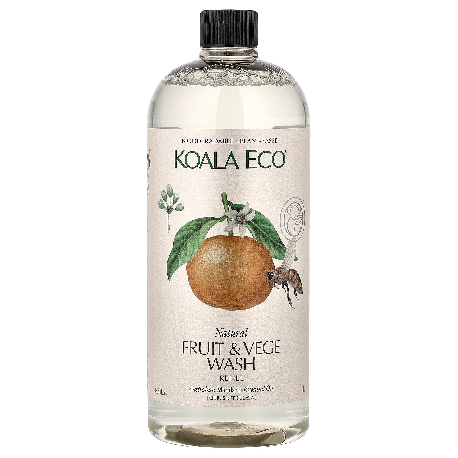 Koala Eco, Natural Fruit & Vege Wash, Refill, Australian Mandarin Essential Oil, 33.8 fl oz (1 l)