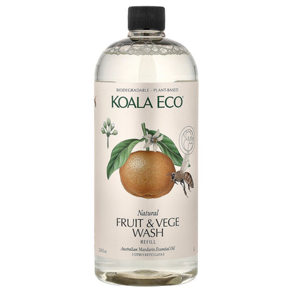 Koala Eco, Natural Fruit & Vege Wash, Refill, Australian Mandarin Essential Oil, 33.8 fl oz (1 l)