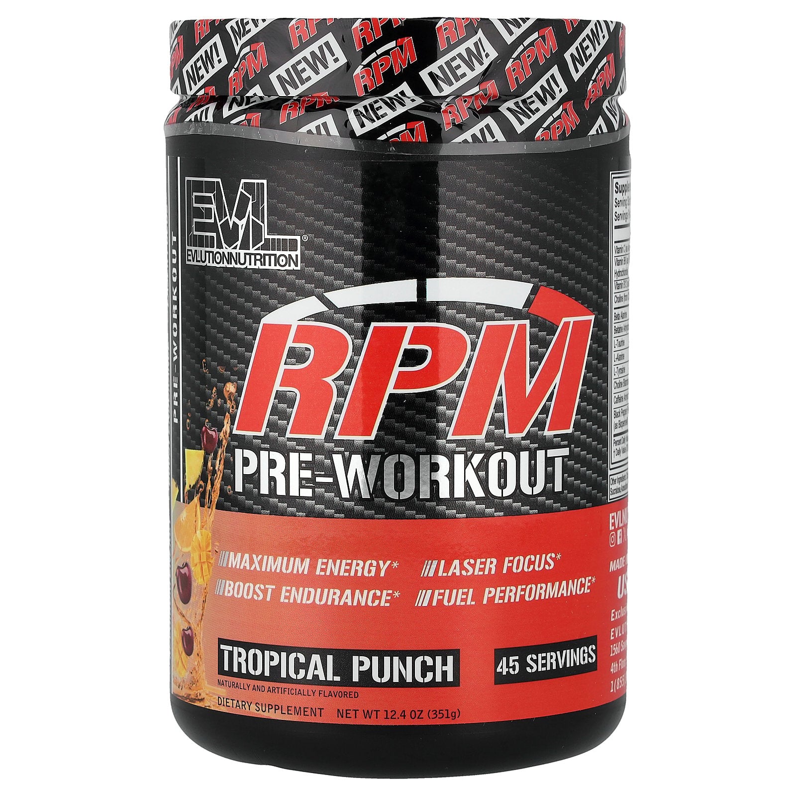 EVLution Nutrition, RPM Pre-Workout, Tropical Punch, 12.4 oz (351 g)