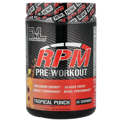 EVLution Nutrition, RPM Pre-Workout, Tropical Punch, 12.4 oz (351 g)