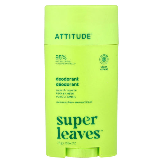ATTITUDE, Super Leaves™, Deodorant Stick, Pear & Amber, 2.64 oz (75 g)