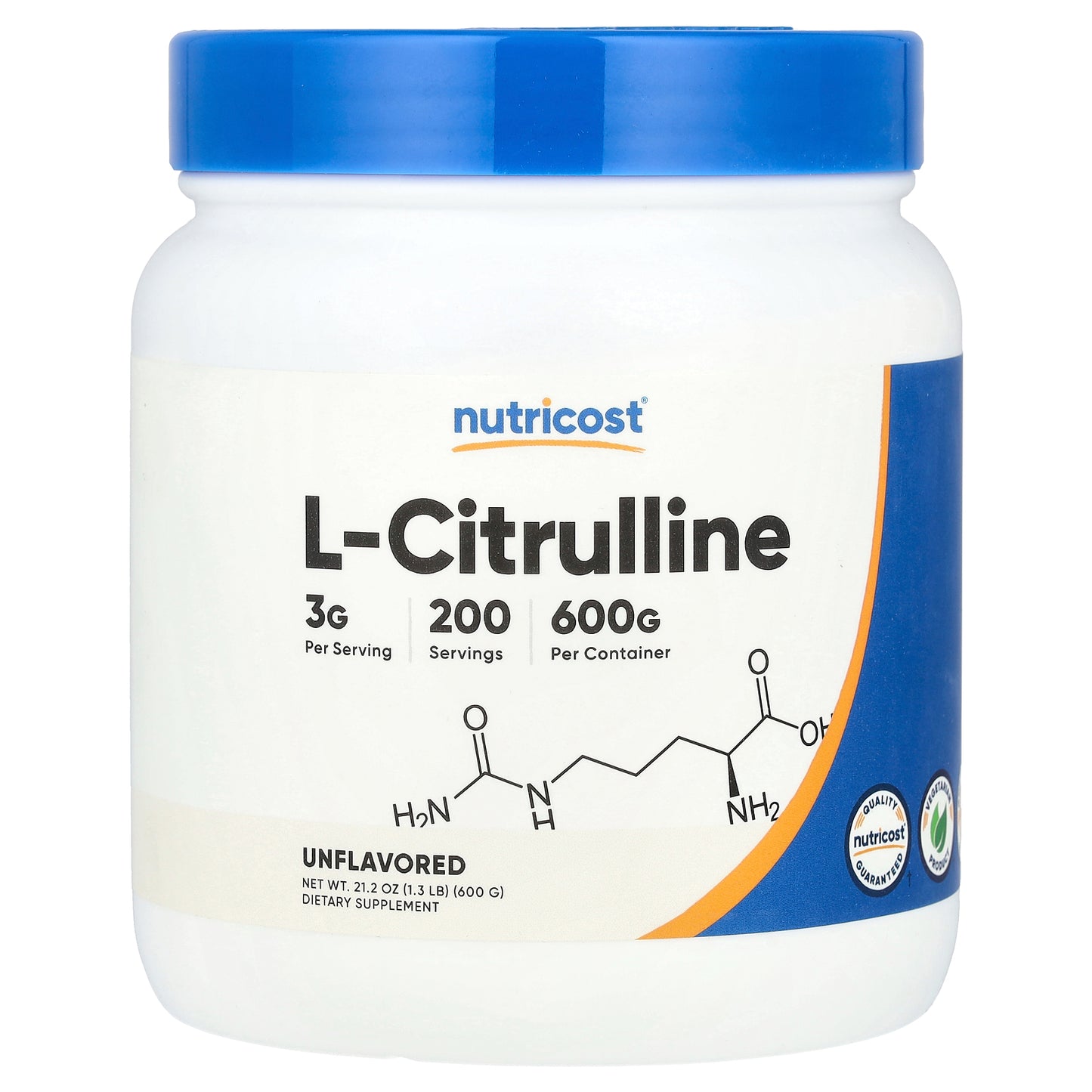 Nutricost, L-Citrulline, Unflavored , 1.3 lb (600 g)