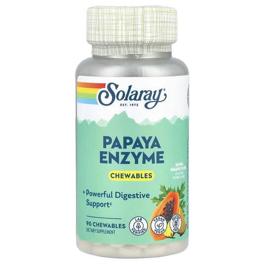 Solaray, Papaya Enzyme, Natural Pineapple, 90 Chewables