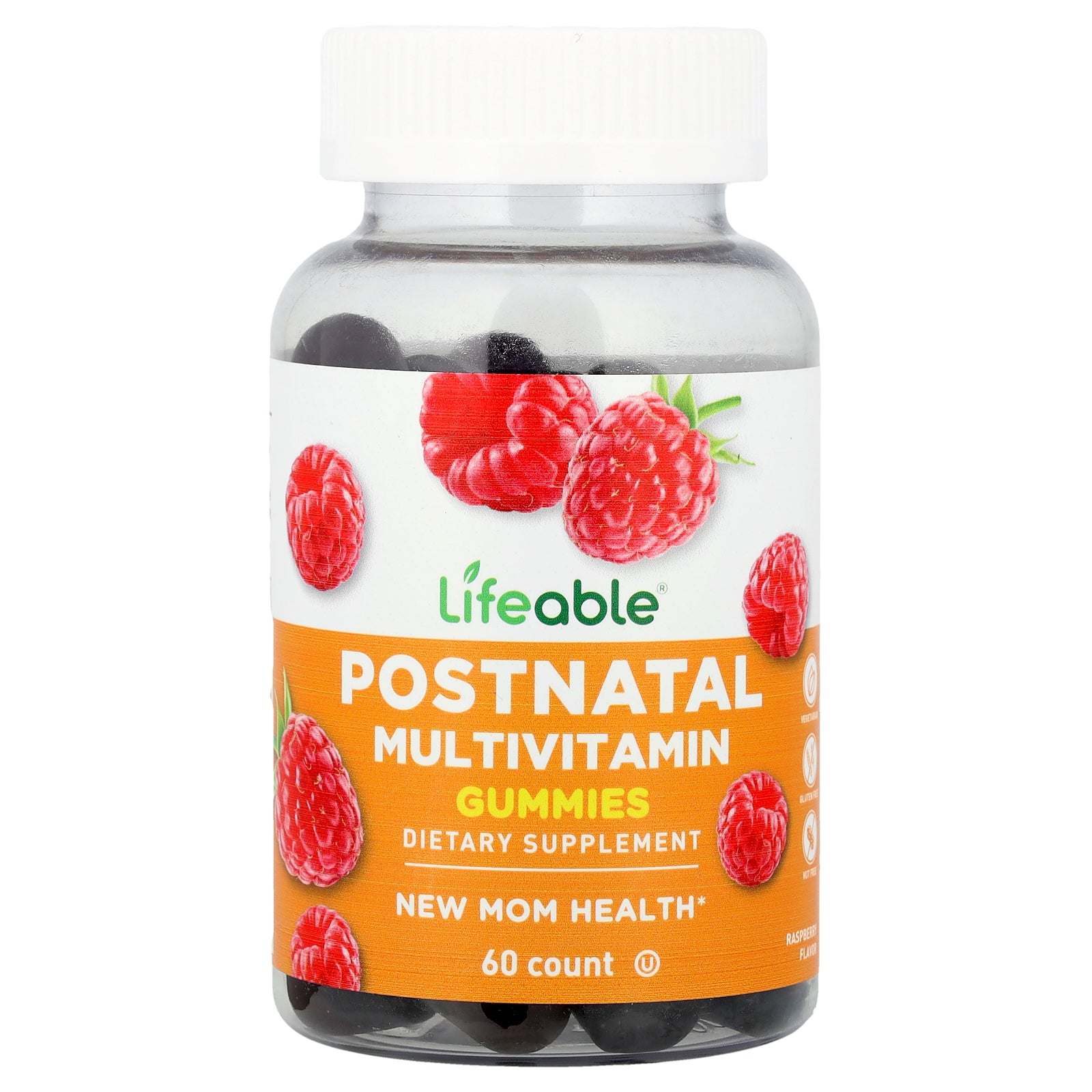 Lifeable, Postnatal Multivitamin Gummies, Raspberry, 60 Gummies
