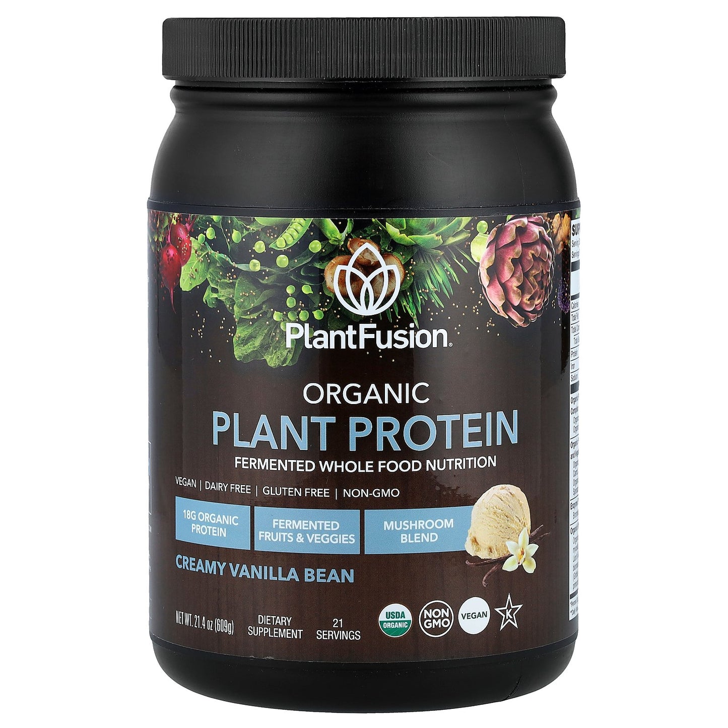 PlantFusion, Organic Plant Protein, Creamy Vanilla Bean, 21.4 oz (609 g)