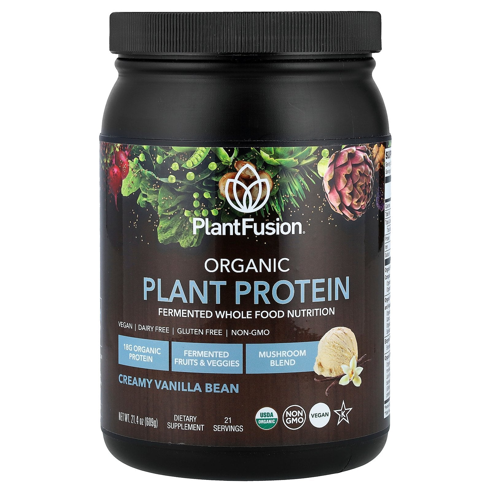 PlantFusion, Organic Plant Protein, Creamy Vanilla Bean, 21.4 oz (609 g)
