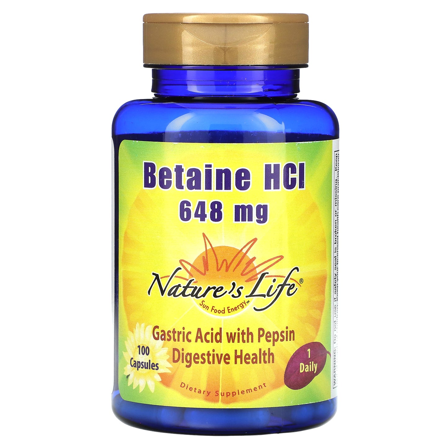 Nature's Life, Betaine Hcl, 648 mg, 100 Capsules