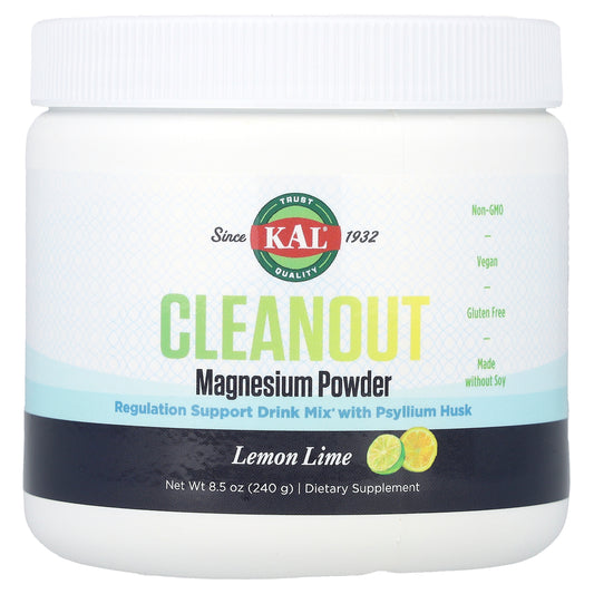 KAL, Cleanout Magnesium Powder, Lemon Lime, 8.5 oz (240 g)