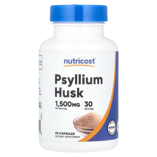 Nutricost, Psyllium Husk, 1,500 mg, 90 Capsules, (500 mg per Capsule)