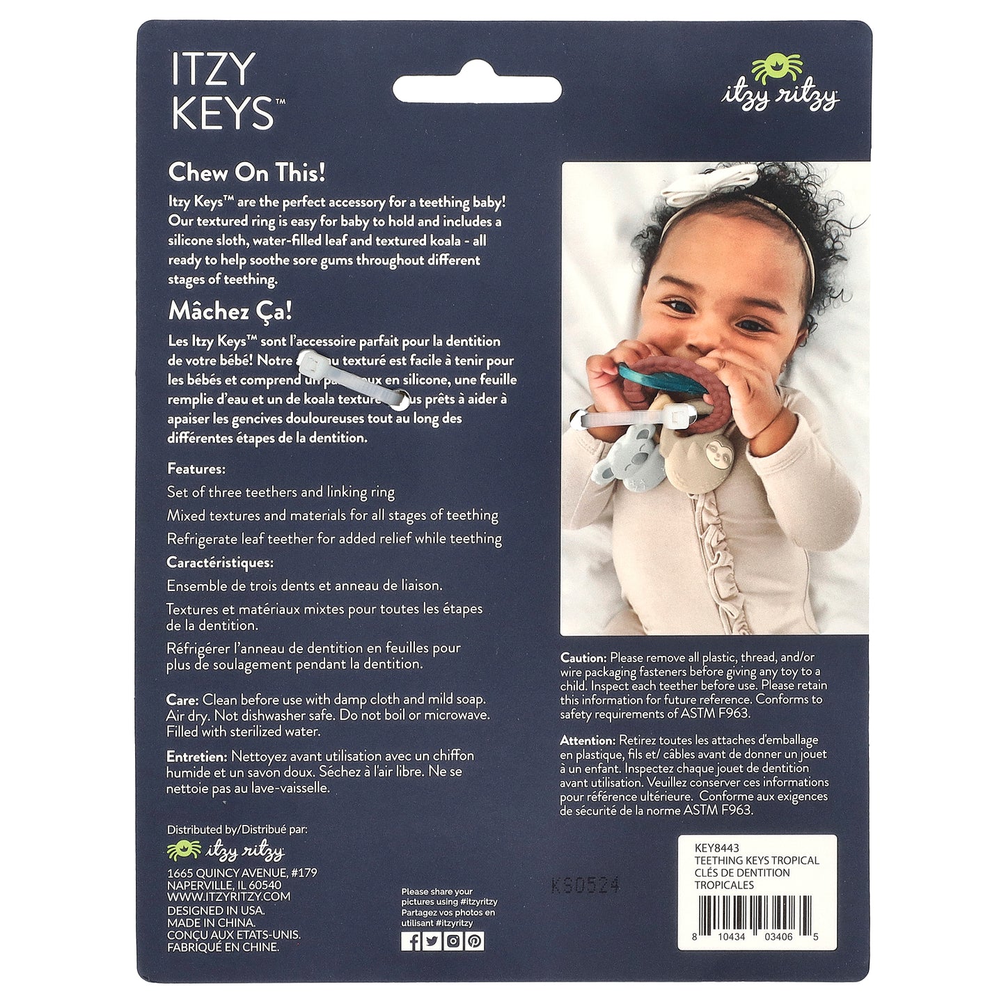 itzy ritzy, Itzy Keys™, Multi-Stage Teething Keys, 3+ Months, Tropical, 1 Count