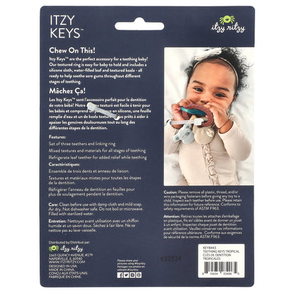 itzy ritzy, Itzy Keys™, Multi-Stage Teething Keys, 3+ Months, Tropical, 1 Count
