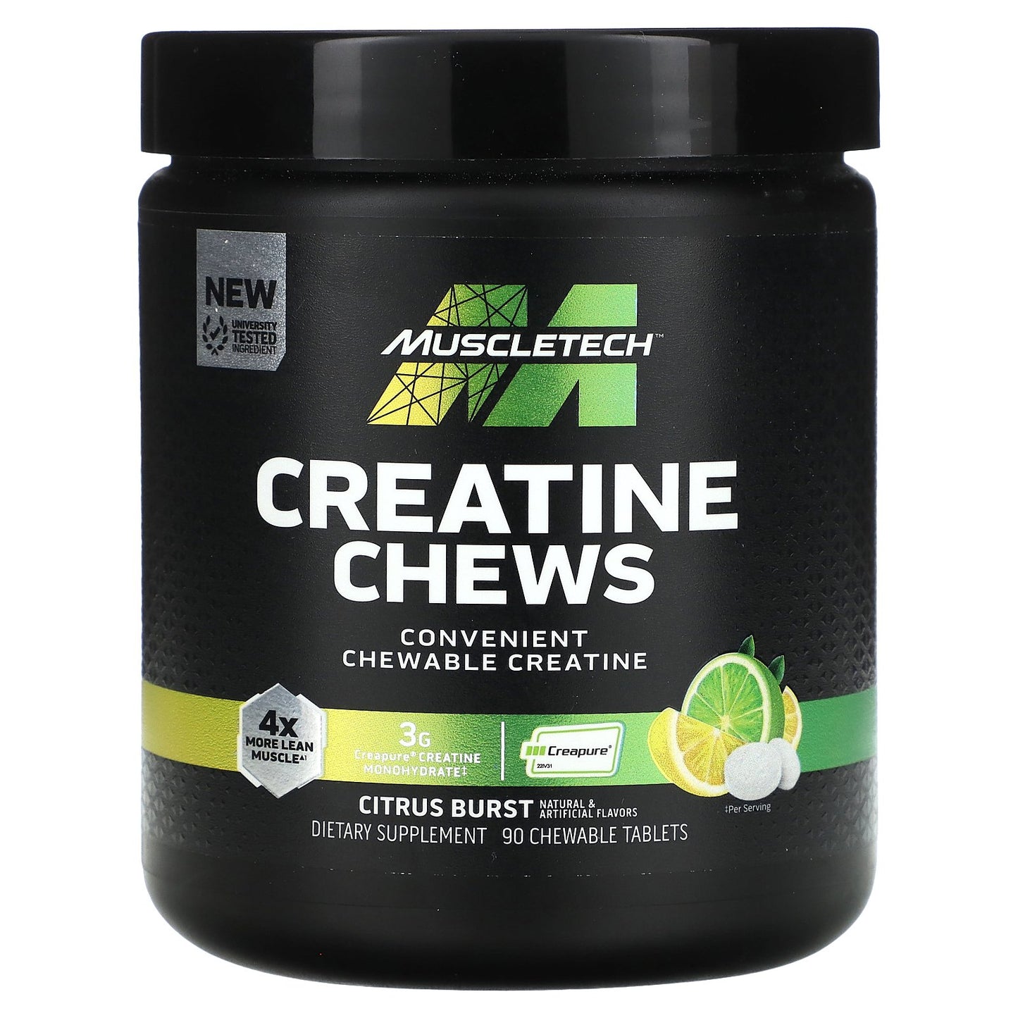 MuscleTech, Creatine Chews, Citrus Burst, 90 Chewable Tablets (1 g per Tablet)