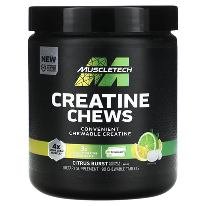 MuscleTech, Creatine Chews, Citrus Burst, 90 Chewable Tablets (1 g per Tablet)