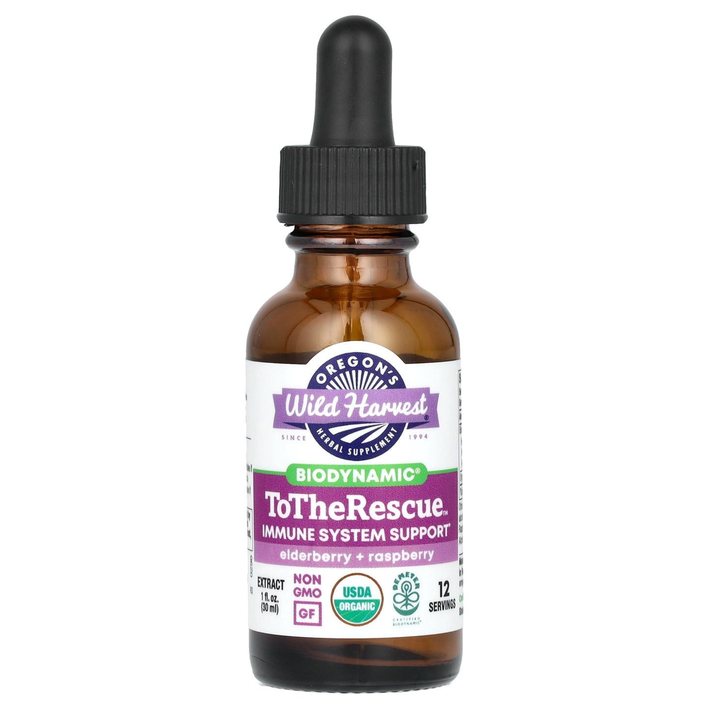 Oregon's Wild Harvest, Biodynamic, To The Rescue, Elderberry + Raspberry, 1 fl oz (30 ml)