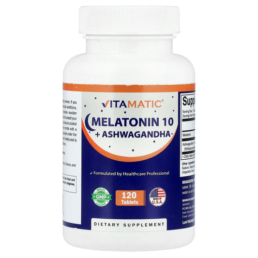 Vitamatic, Melatonin 10 + Ashwagandha,  120 Tablets