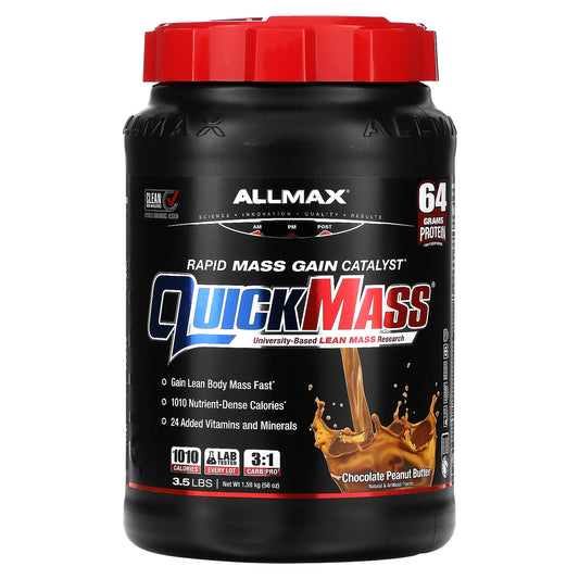 ALLMAX, QuickMass®, Rapid Mass Gain Catalyst, Chocolate Peanut Butter, 3.5 lbs (1.59 kg)