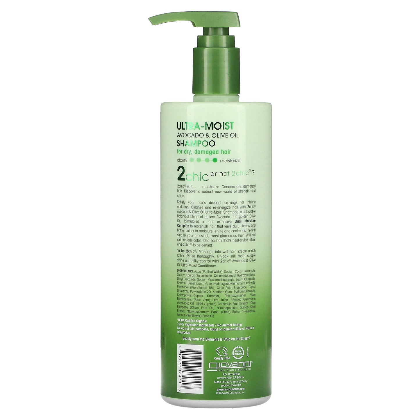 Giovanni, 2chic, Ultra-Moist Shampoo, For Dry, Damaged Hair, Avocado + Olive Oil, 24 fl oz (710 ml)