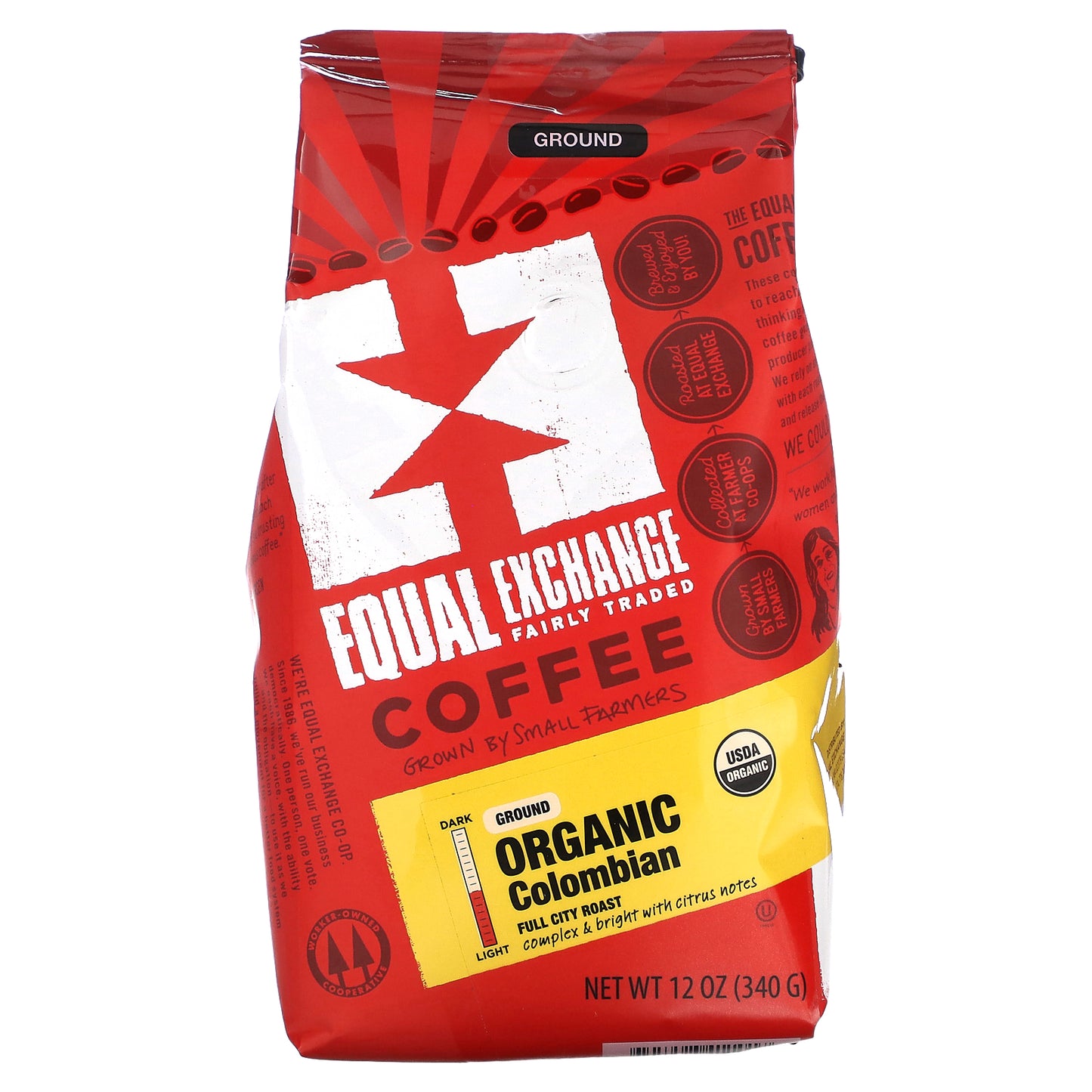 Equal Exchange, Organic Coffee, Colombian, Ground, Full City Roast, 12 oz (340 g)