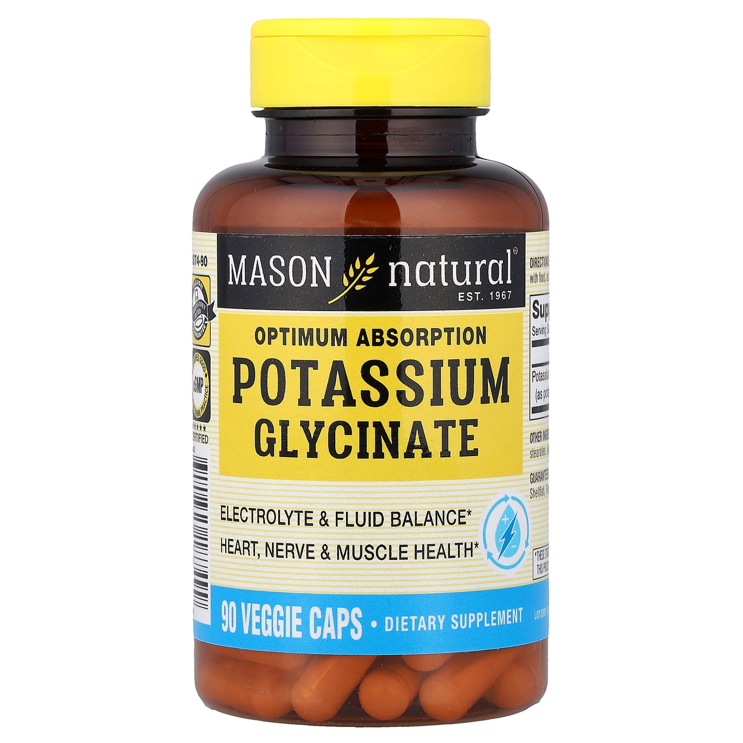 Mason Natural, Optimum Absorption Potassium Glycinate, 90 Veggie Caps