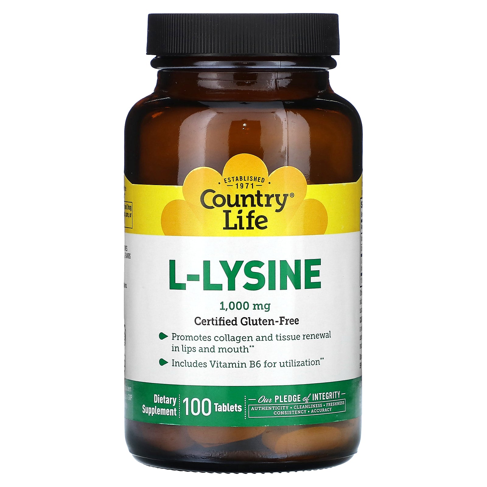 Country Life, L-Lysine, 100 Tablets