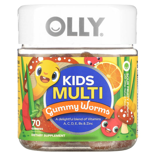 OLLY, Kids Multi, Gummy Worms, Sour Fruit Punch, 70 Gummies