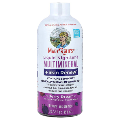 MaryRuth's, Liquid Nighttime Multimineral + Skin Renew, Berry Dream, 15.22 fl oz (450 ml)