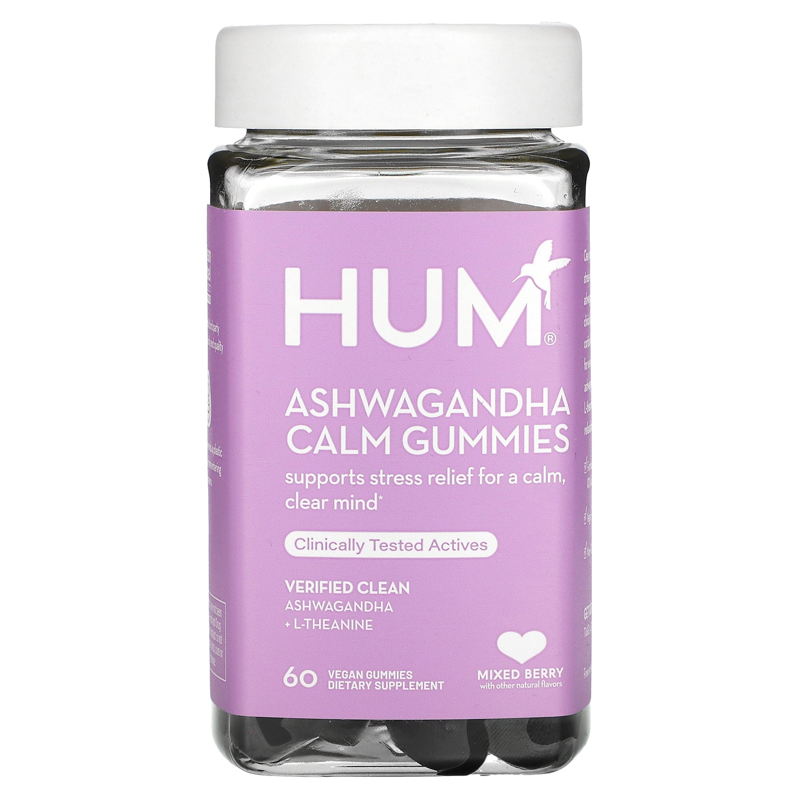HUM Nutrition, Ashwagandha Calm Gummies, Mixed Berry, 60 Vegan Gummies
