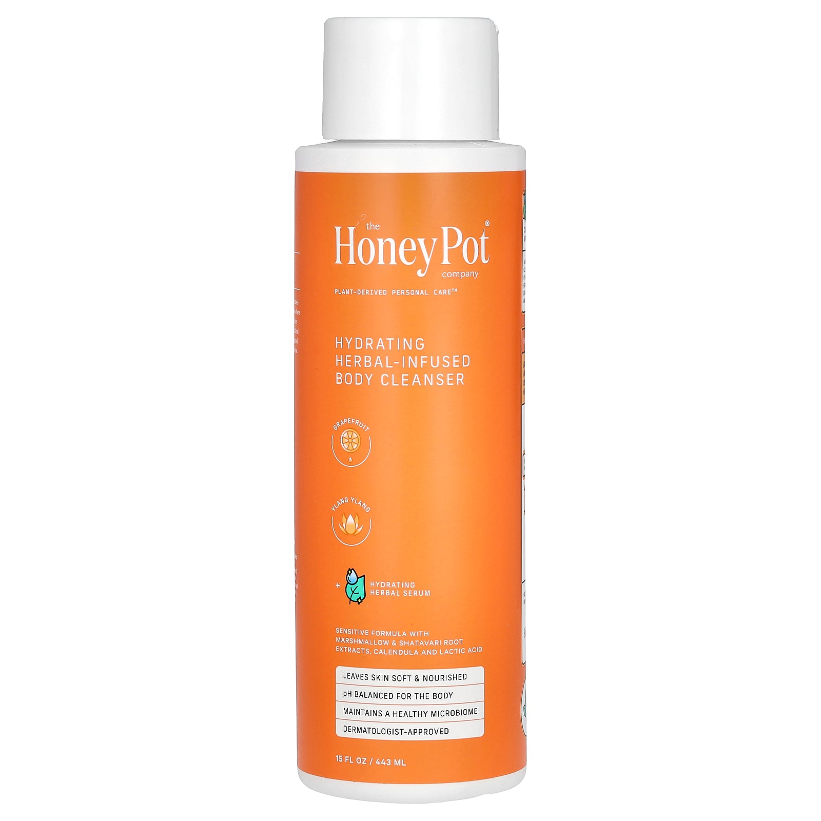 The Honey Pot Company, Hydrating Herbal-Infused Body Cleanser, Grapefruit & Ylang Ylang, 15 fl oz (443 ml)