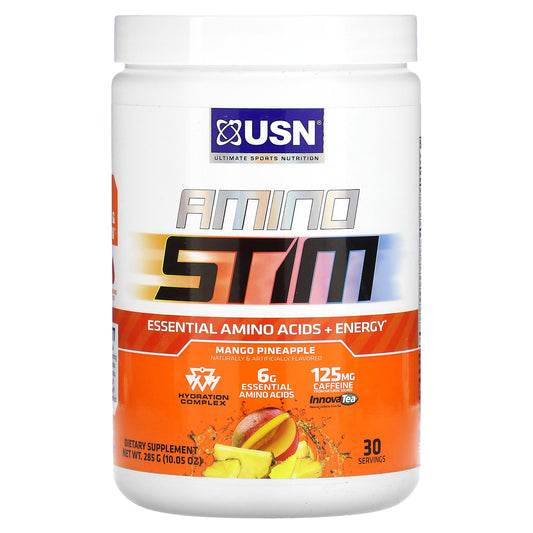 USN, Amino Stim, Essential Amino Acids + Energy,  Mango Pineapple, 10.05 oz (285 g)