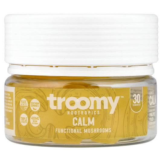 Troomy Nootropics, Calm, Functional Mushrooms Gummies, Pineapple Peach, 30 Gummies