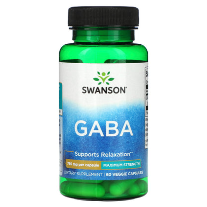 Swanson, GABA, Maximum Strength, 750 mg, 60 Veggie Strength