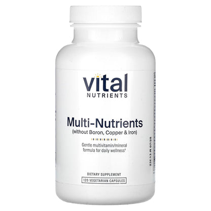 Vital Nutrients, Multi-Nutrients Without Boron, Copper & Iron, 120  Vegetarian Capsules