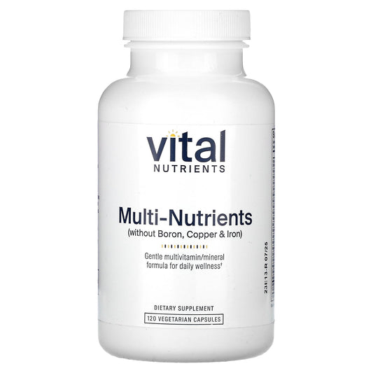 Vital Nutrients, Multi-Nutrients Without Boron, Copper & Iron, 120  Vegetarian Capsules