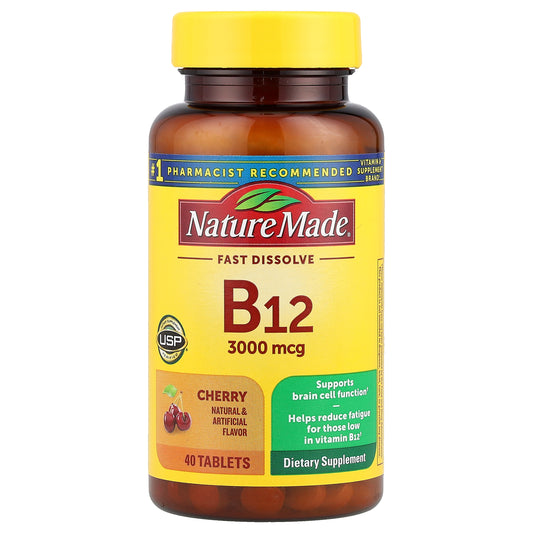 Nature Made, Vitamin B12, Fast Dissolve, Cherry, 3,000 mcg, 40 Tablets