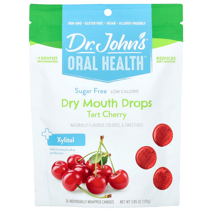 Dr. John's Healthy Sweets, Oral Health™, Dry Mouth Drops, + Xylitol, Tart Cherry, 24 Individually Wrapped Candies, 3.85 oz (109 g)