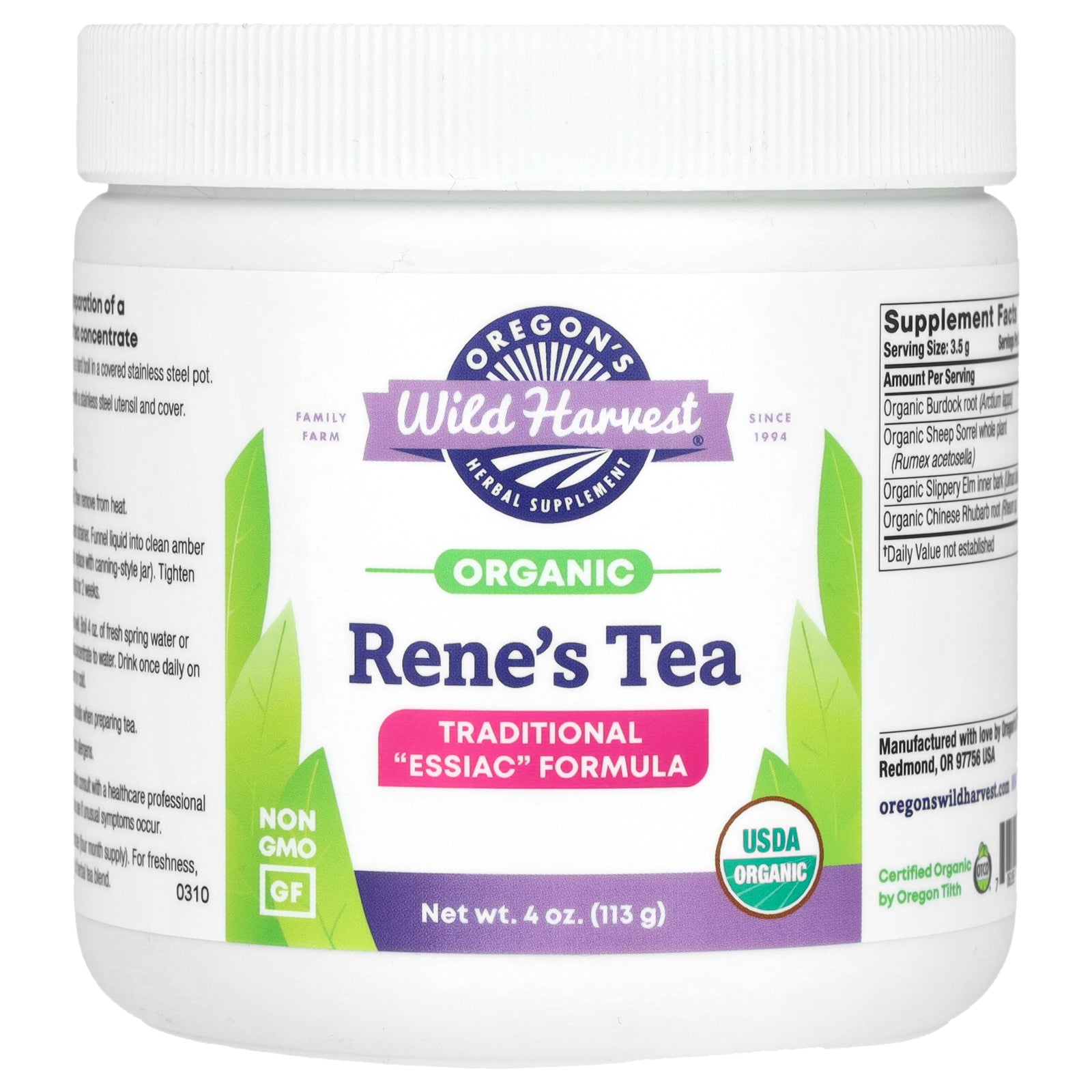 Oregon's Wild Harvest, Organic Rene's Tea, 4 oz (113 g)