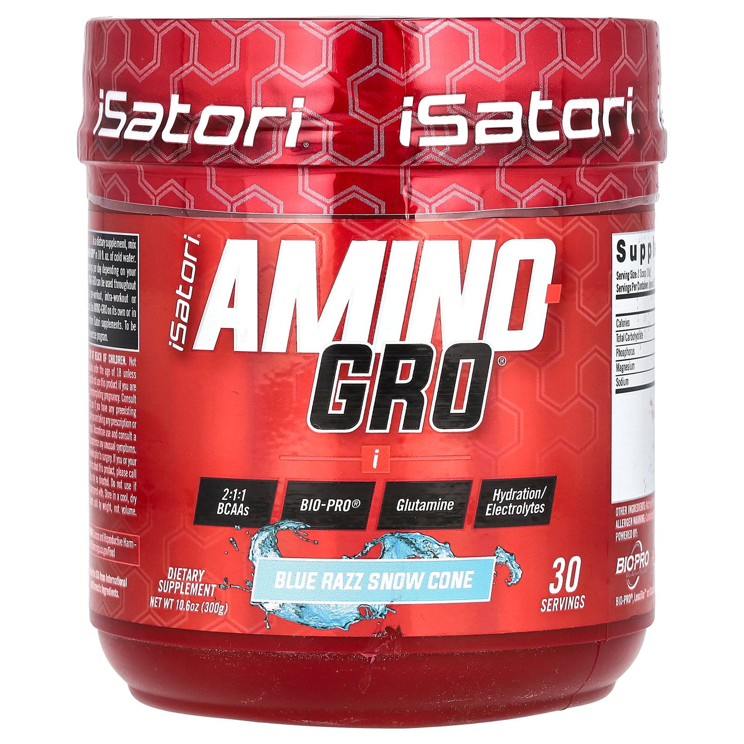 Isatori, Amino-Gro, Blue Razz Snow Cone , 10.6 oz (300 g)