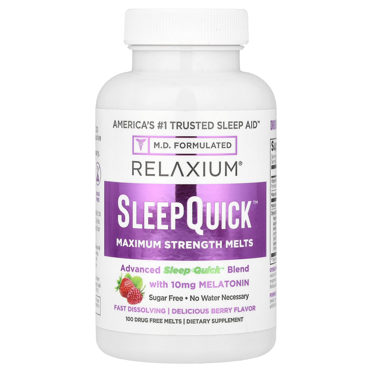 Relaxium, SleepQuick™, Sugar Free, Berry, 100 Drug Free Melts