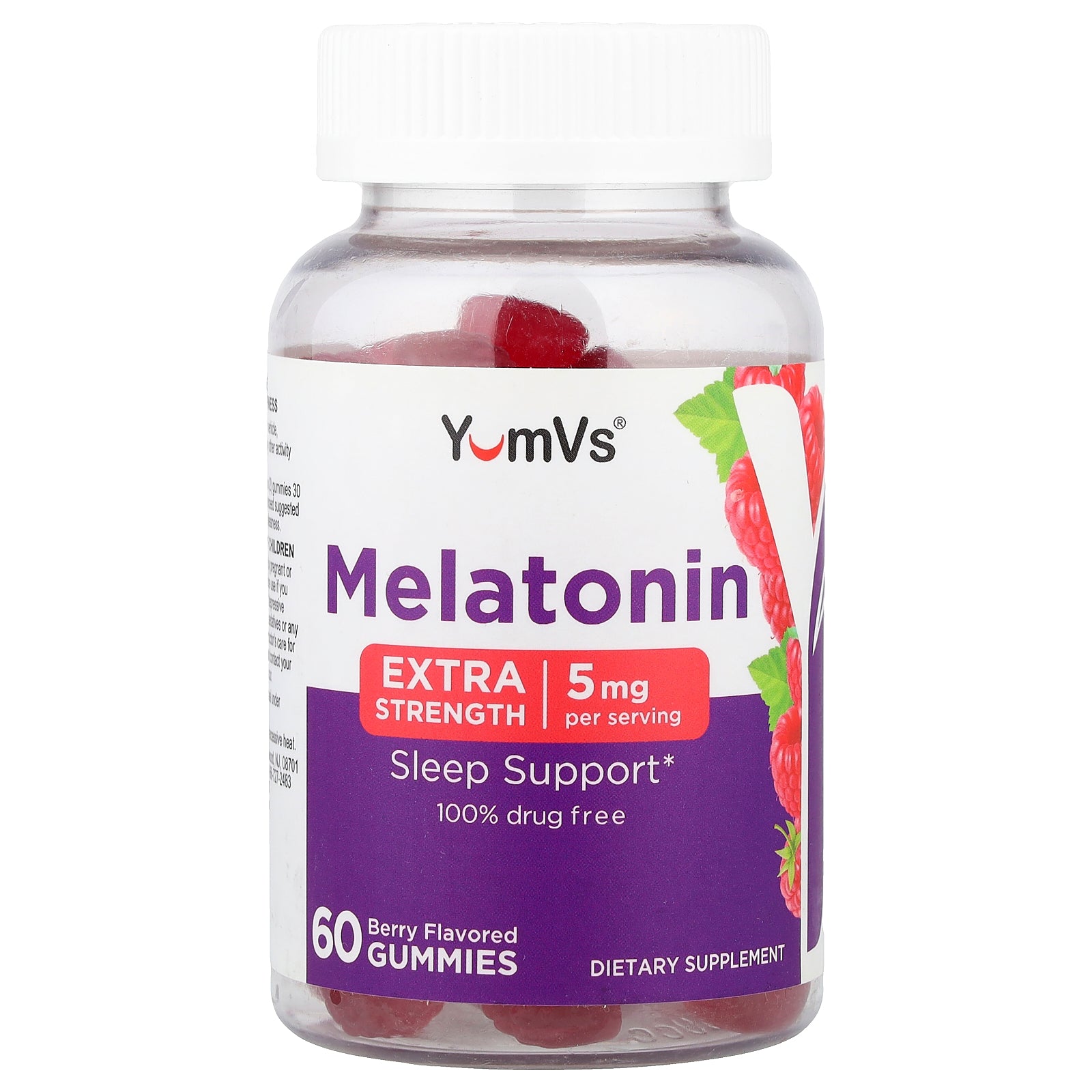 YumVs, Melatonin Gummies, Berry, 60 Gummies (2.5 mg per Gummy)