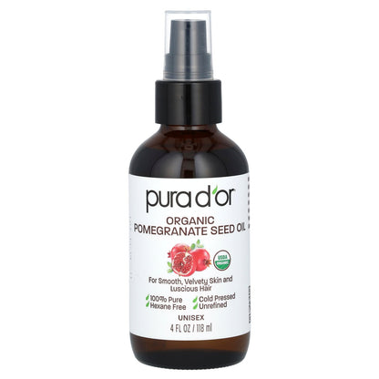 Pura D'or, Organic Pomegranate Seed Oil, 4 fl oz (118 ml)