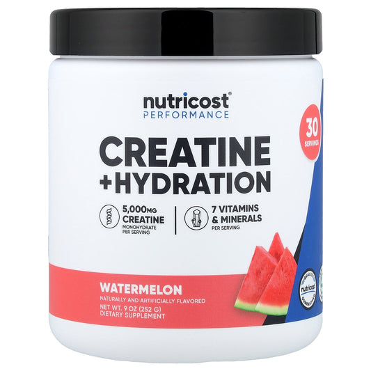 Nutricost, Performance, Creatine + Hydration, Watermelon, 9 oz (252 g)